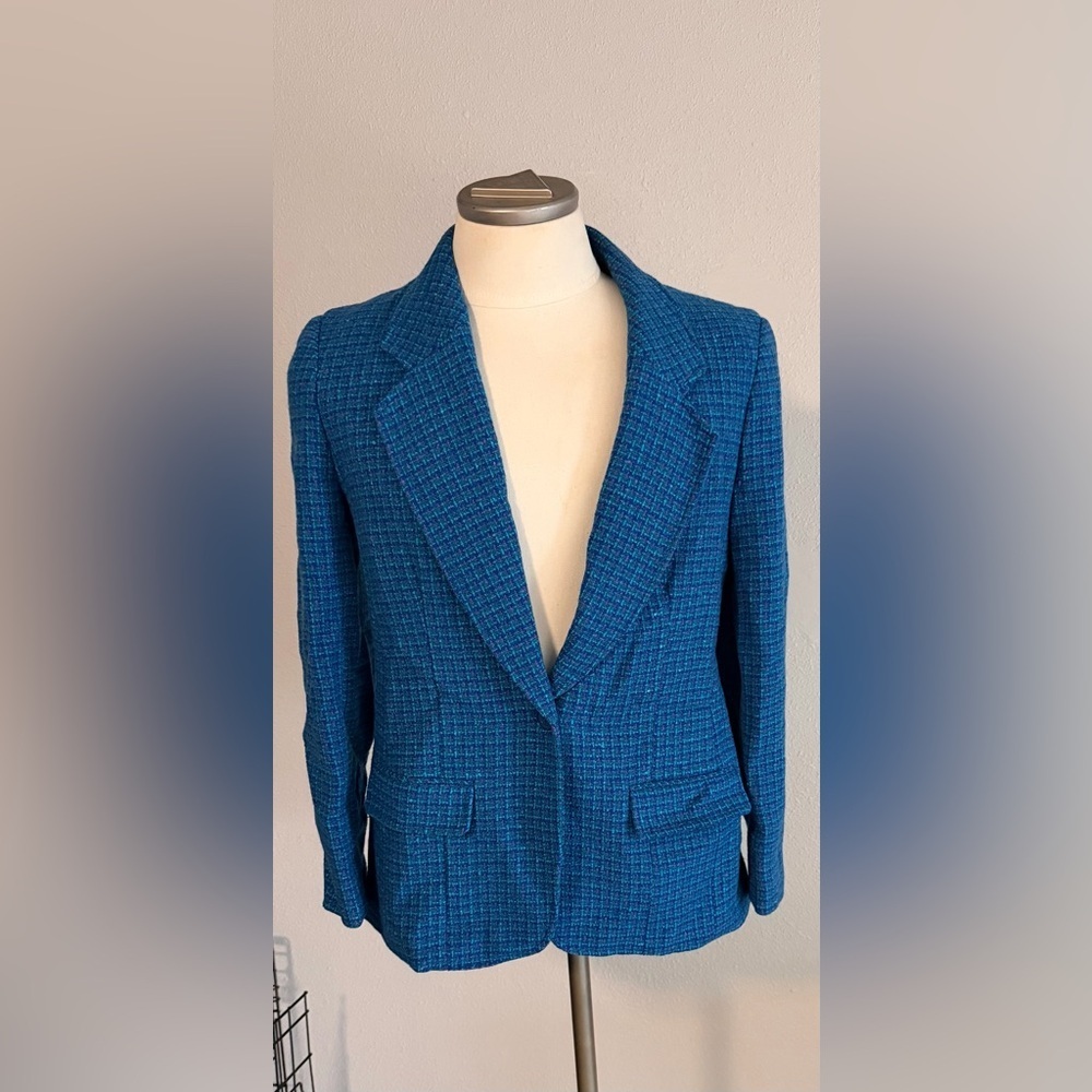 Pendleton Teal Women's Textured Blazer 100% Wool Size 12